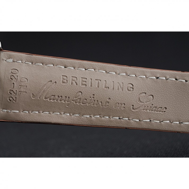 Breitling Chronomat 13 Stainless Steel Case White Dial Brown Leather Bracelet 622239-8