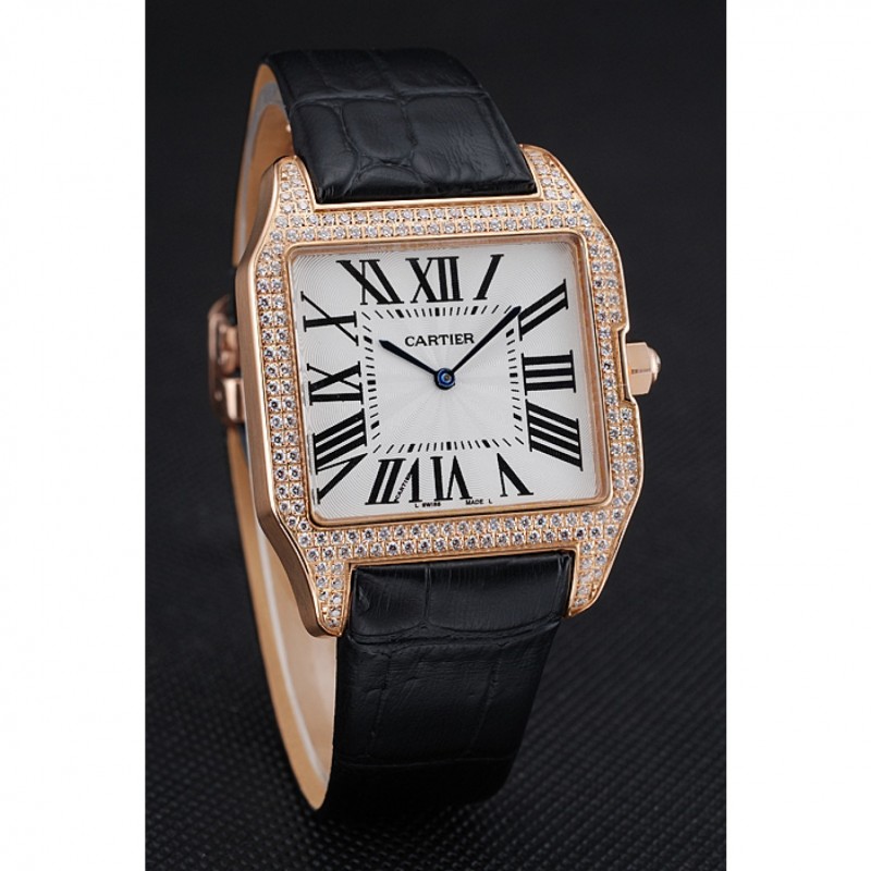 Cheap Replica Watches Cartier Santos 100 Diamond Rose Gold Bezel 621925-2