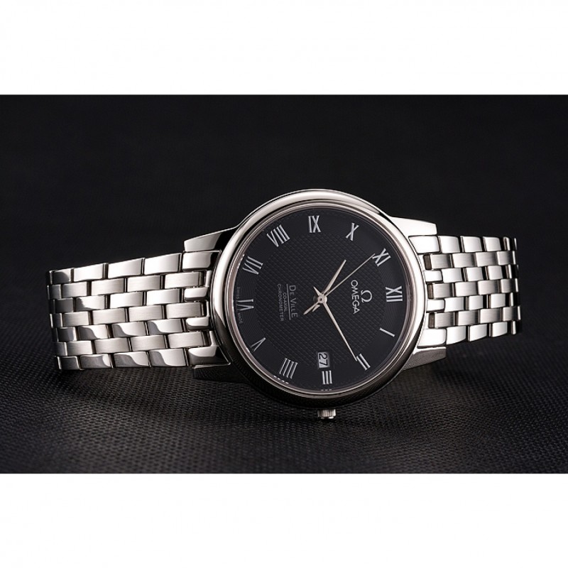 Best Replica Watches Omega DeVille Stainless Steel Bracelet Black Dial 621685-3