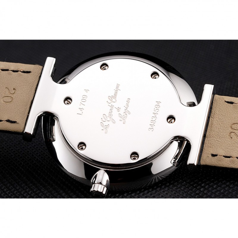 SS Swiss Longines Grande Classique White Dial Roman Numerals Stainless Steel Case Black Leather Strap-7