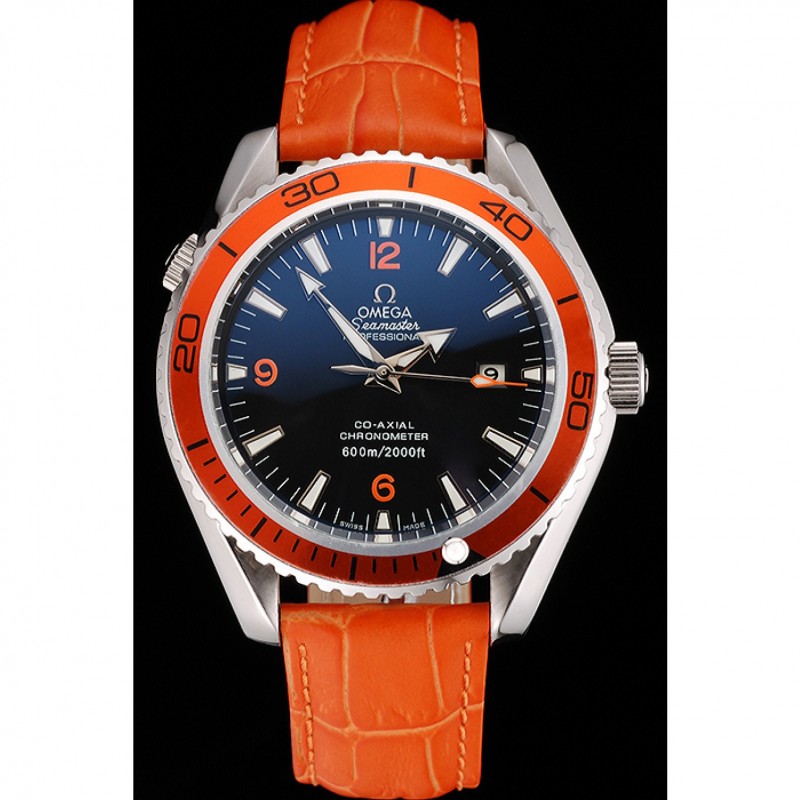 Omega Seamaster Planet Ocean Co-axial Orange Case Black Dial 98100-1