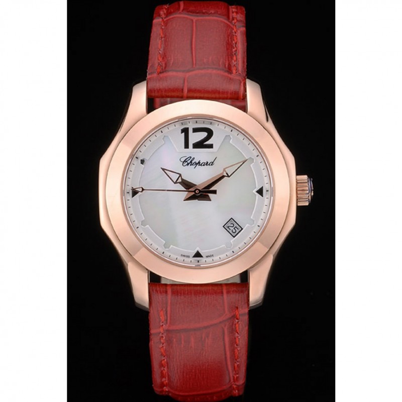 Chopard Red Leather Bracelet Watch 80276-1