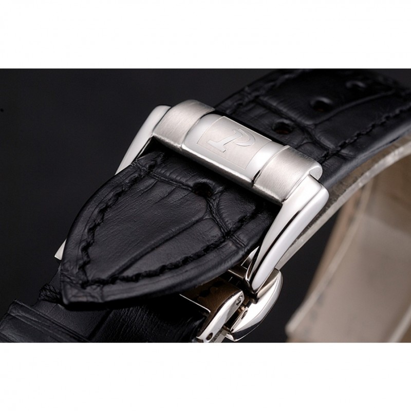 Swiss Piaget Altiplano Diamond Set Stainless Steel Case And Pearl Dial Black Leather Strap 1453746-5