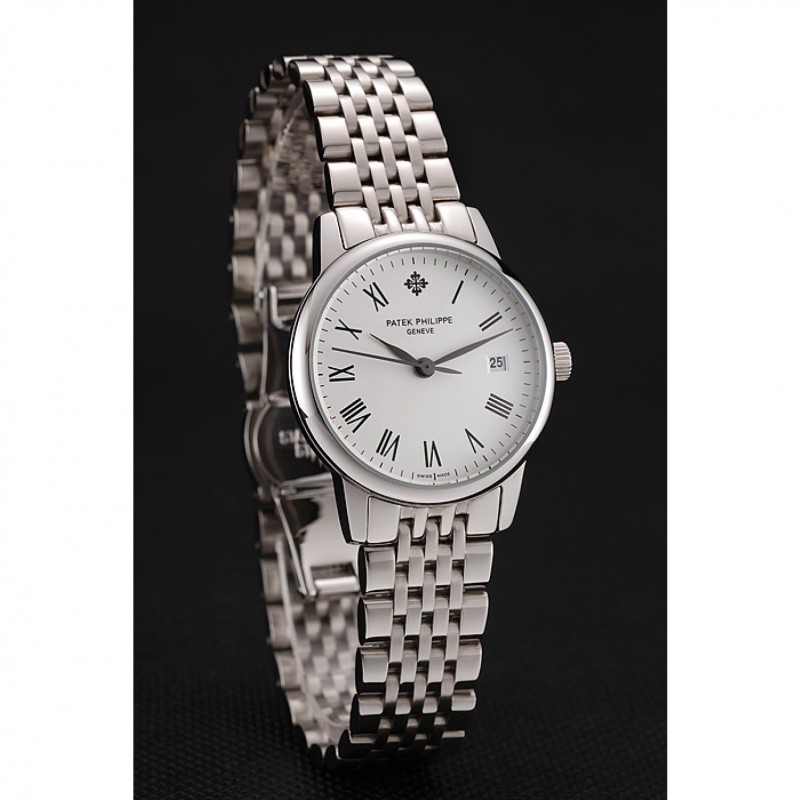 High Quality Replica Watches Patek Philippe Calatrava Ladies White Dial Stainless Steel Case And Bracelet 1453834-2