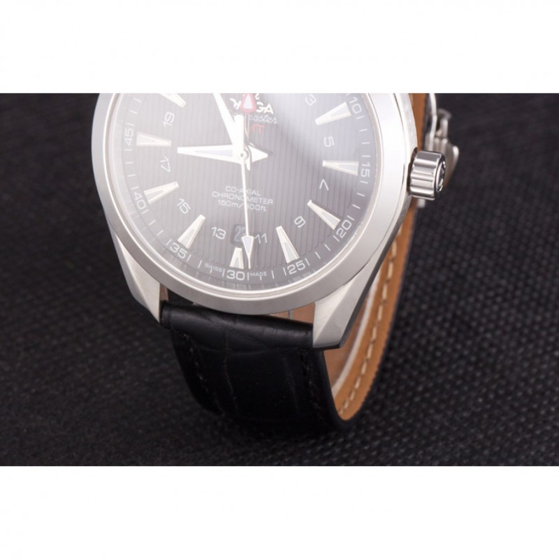 Omega Seamaster Black Dial with Black Leather Band 621574-6