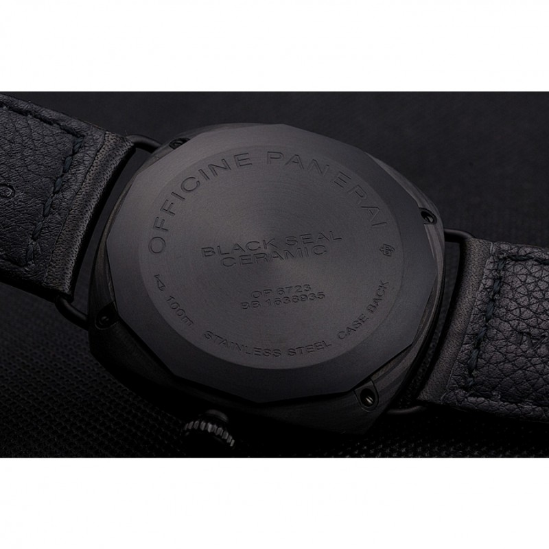 Swiss Panerai Radiomir Black Seal Carbotech Black Dial Black Case Black Leather Strap-7
