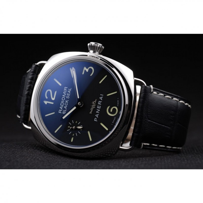 Panerai Radiomir Polished Stainless Steel Case Black Dial Black Leather Strap 98140-4