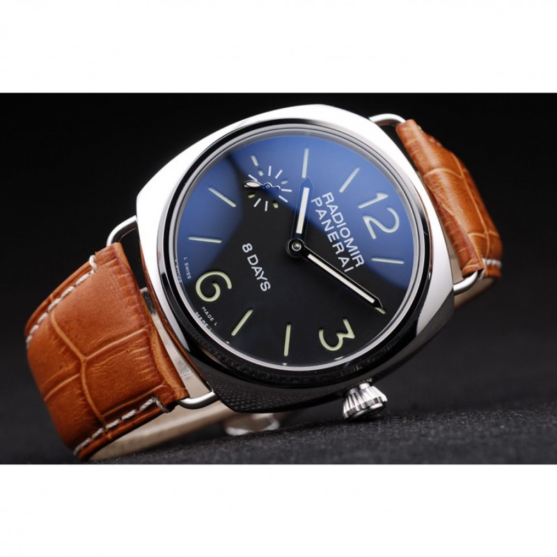 Panerai Radiomir 8 Days Black Dial Brown Leather Bracelet-2