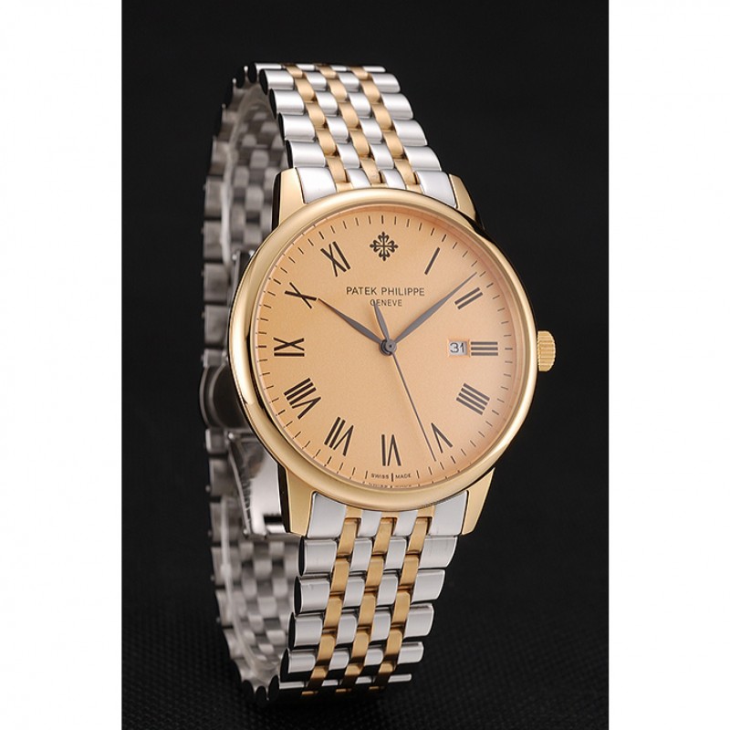 Patek Philippe Calatrava Gold Dial Yellow Gold Case Two Tone Bracelet 1453825-2