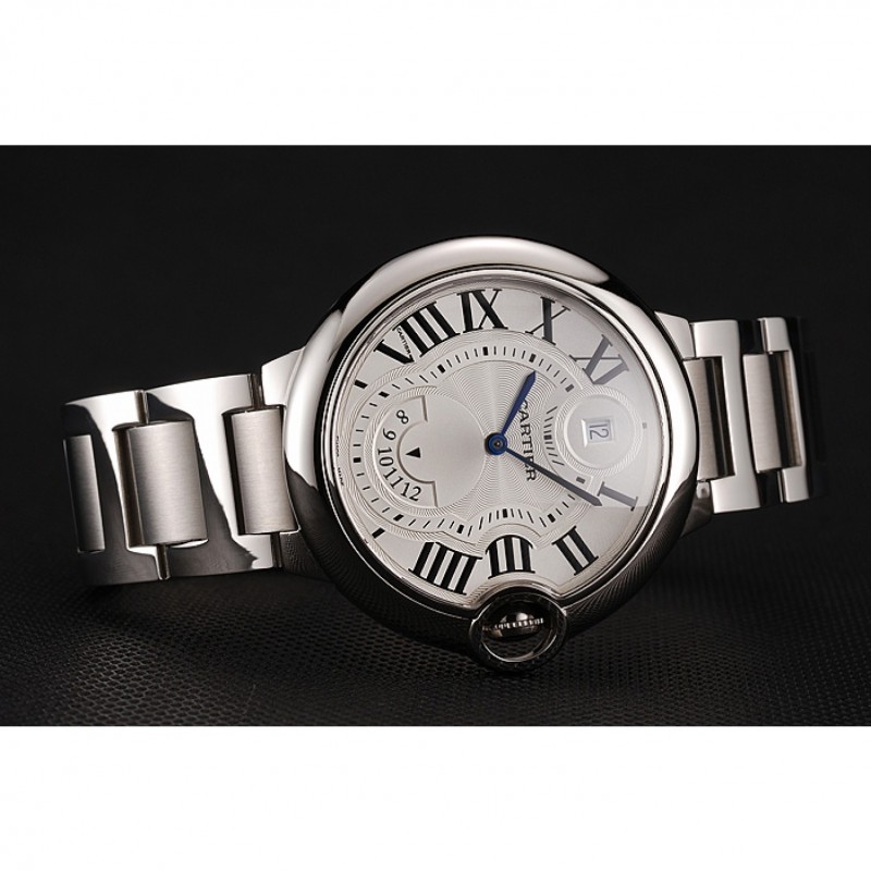 Swiss Cartier Ballon Bleu Two Timezone White Dial Stainless Steel Bracelet 1453879-3