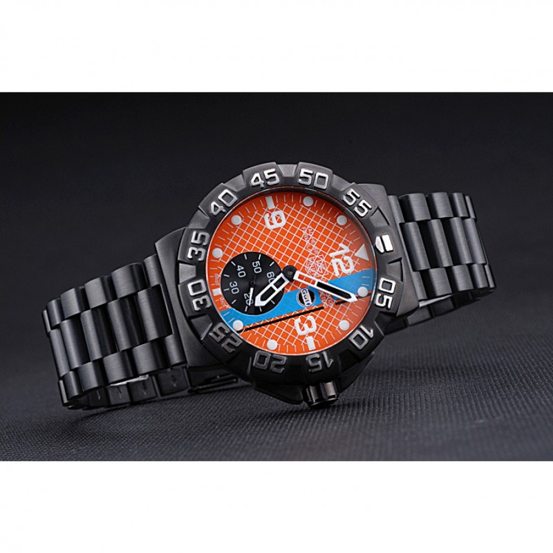 SS Replica Watches Tag Heuer Formula One Special Gulf Edition Orange And Blue Dial Ion Plated Steinless Steel Bracelet 622291-2