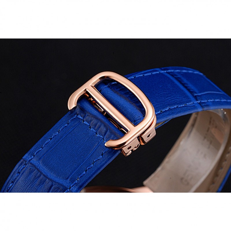 Cartier Ballon Bleu Blue Dial Gold Case Blue Leather Strap-5