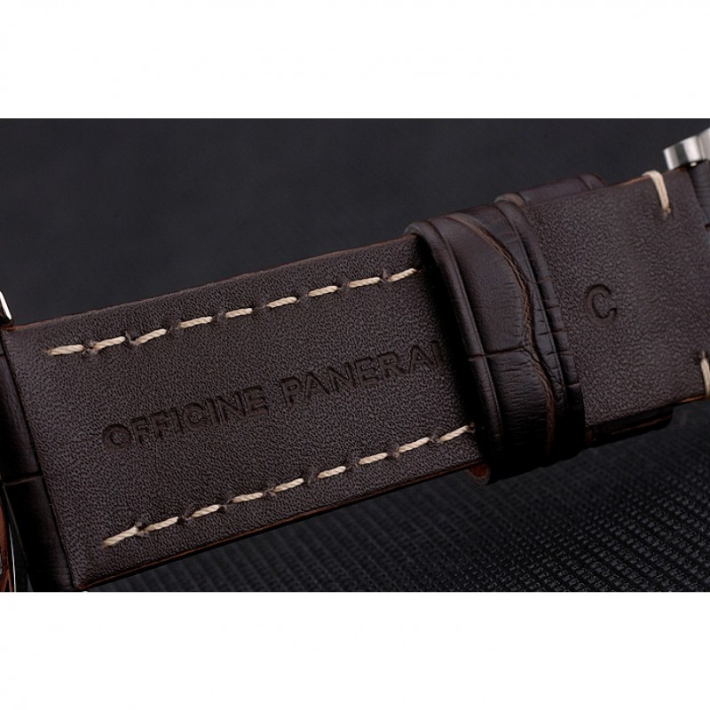 Swiss Panerai Radiomir 1940 Chronograph White Dial Stainless Steel Case Brown Leather Strap-6