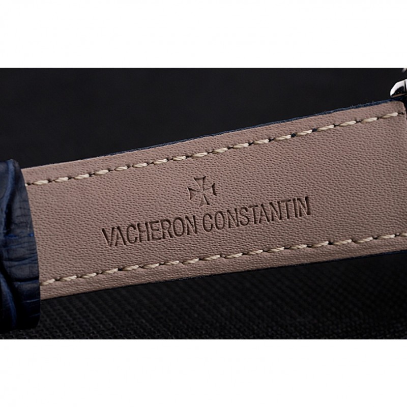 Vacheron Constantin Patrimony Chronometre Royal White Dial Stainless Steel Case Blue Leather Strap-6