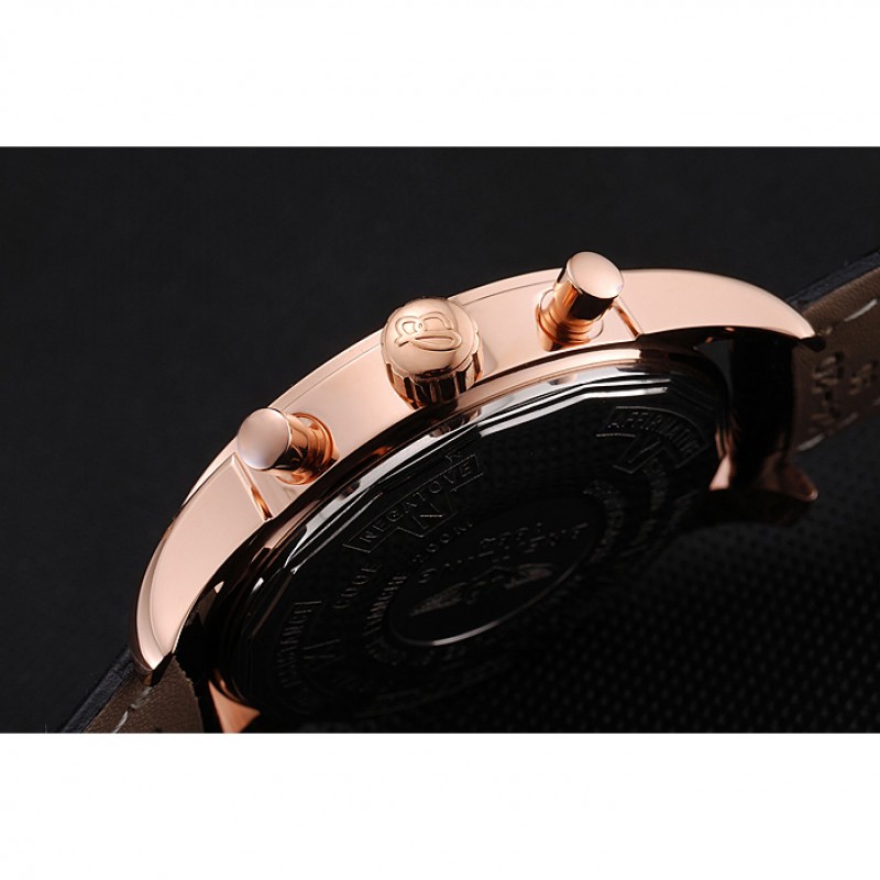 High Quality Replica Watches Breitling Transocean Black Dial Black Leather Strap Rose Gold Bezel 98204-8