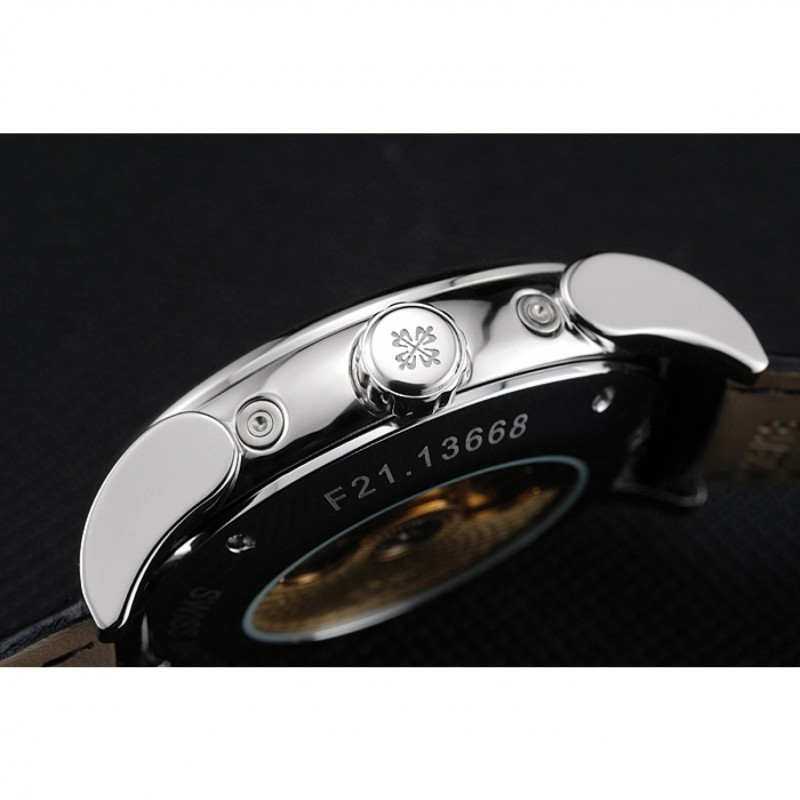 Patek Philippe Complications Chronograph White Dial Silver Case Black Leather Bracelet 1454237-7
