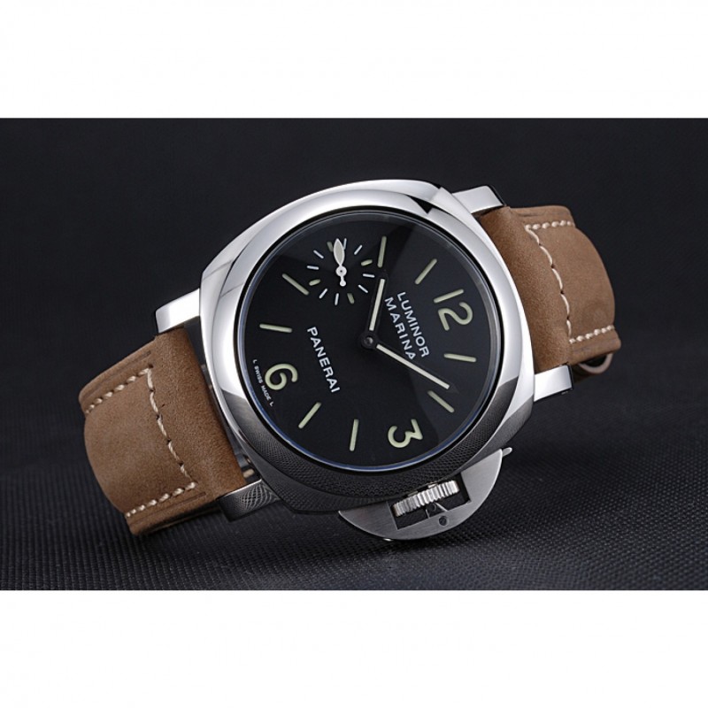 AAA Replica Watches Panerai Luminor Marina Stainless Steel Bezel Khaki Leather Bracelet 622311-2
