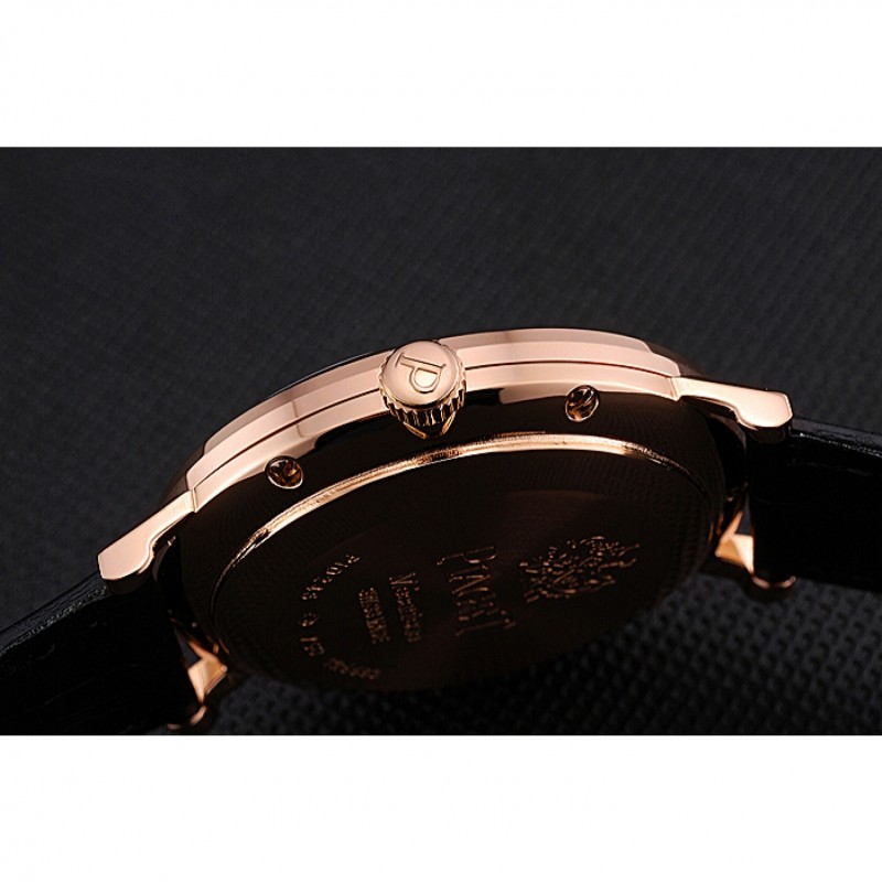 Piaget Altiplano Gold Case White Dial Black Leather Bracelet 622628-8