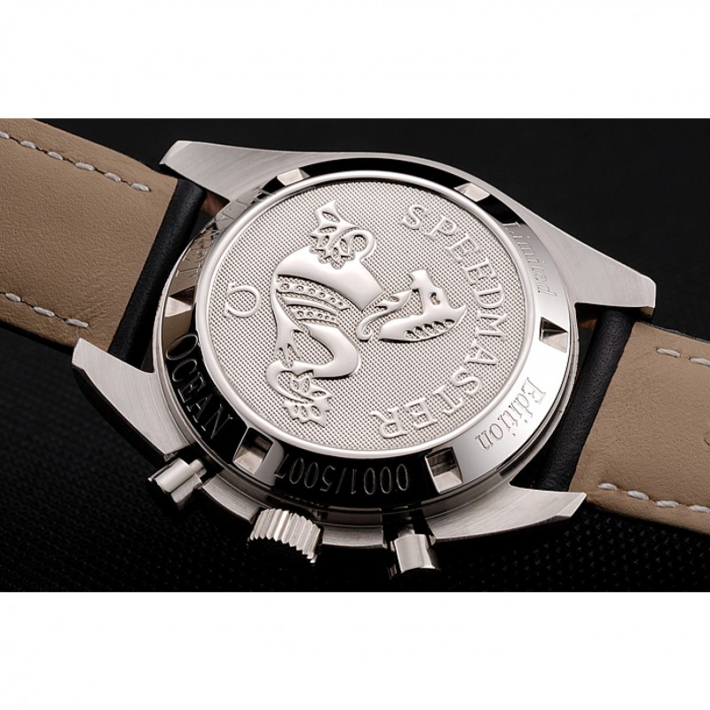 Swiss Omega Speedmaster Professional Black Dial Gold Accents Black Leather Bracelet 1453937-6