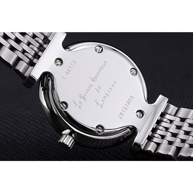 Longines La Grande Classique Stainless Steel Black Dial Diamond Bezel Femme 622108-7