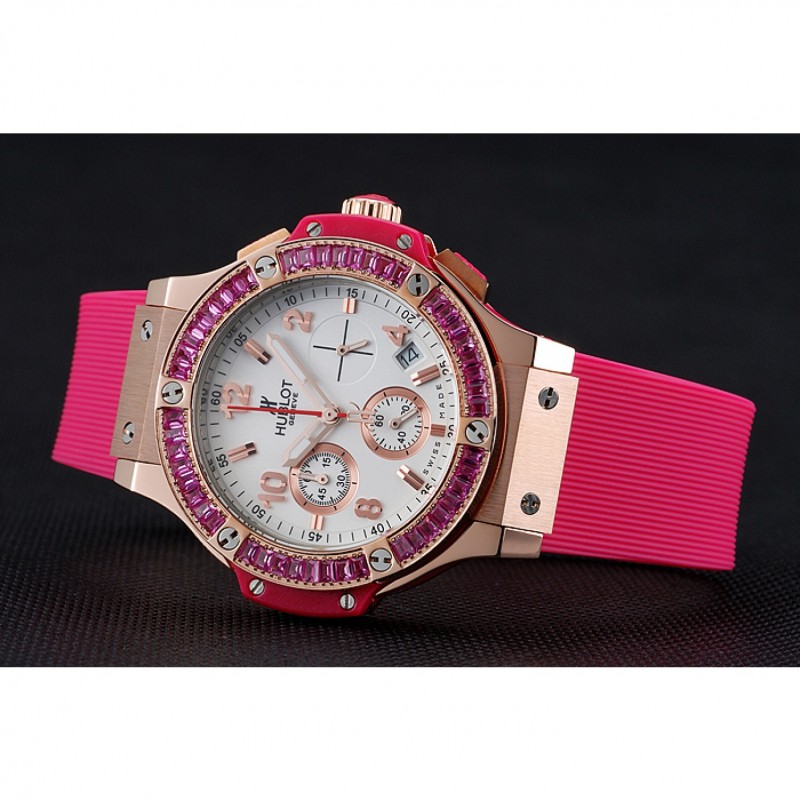 Hublot Big Bang Tutti Frutti Pink Strap Gold Dial-4