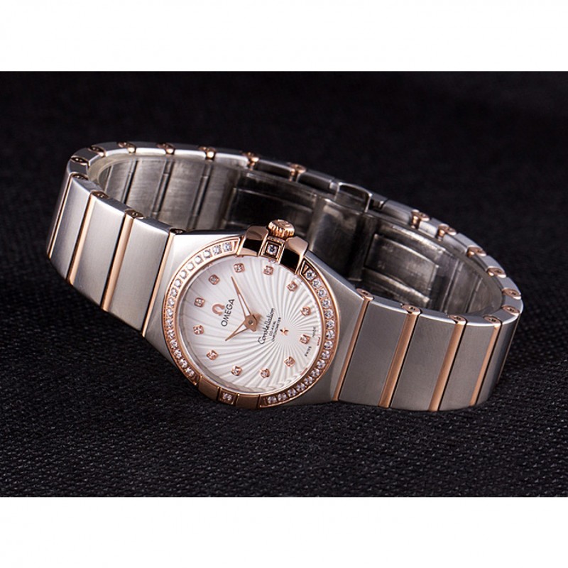 Omega Constellation Rose Gold Diamond Bezel Two Tone Band 621487-4
