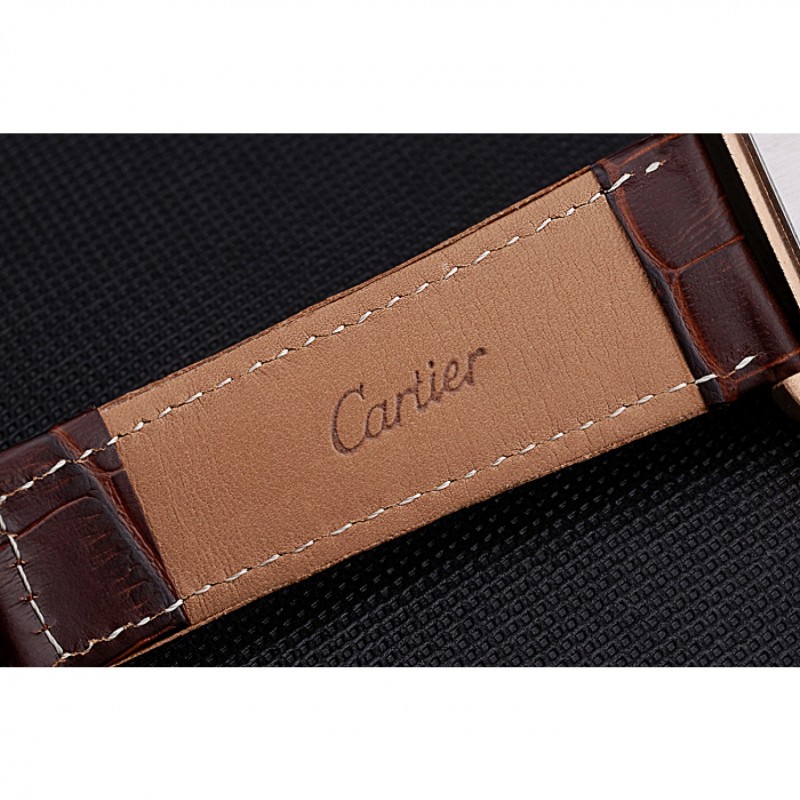 Cartier Tank MC Brown Dial Gold Case Brown Leather Bracelet 622696-7