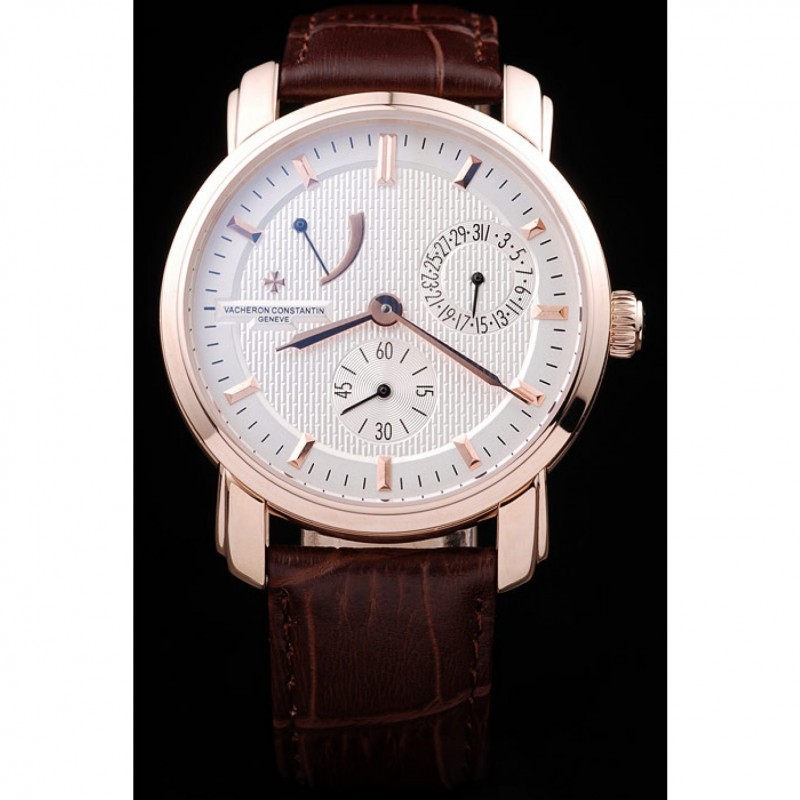 Vacheron Constantin Malte Power Reserve White Dial Rose Gold Case Brown Leather Bracelet-1