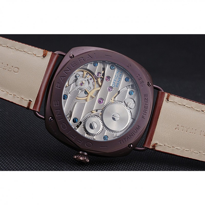 Panerai Luminor Marina Militare Purple Stainless Steel Bezel Brown Bracelet 622321-8