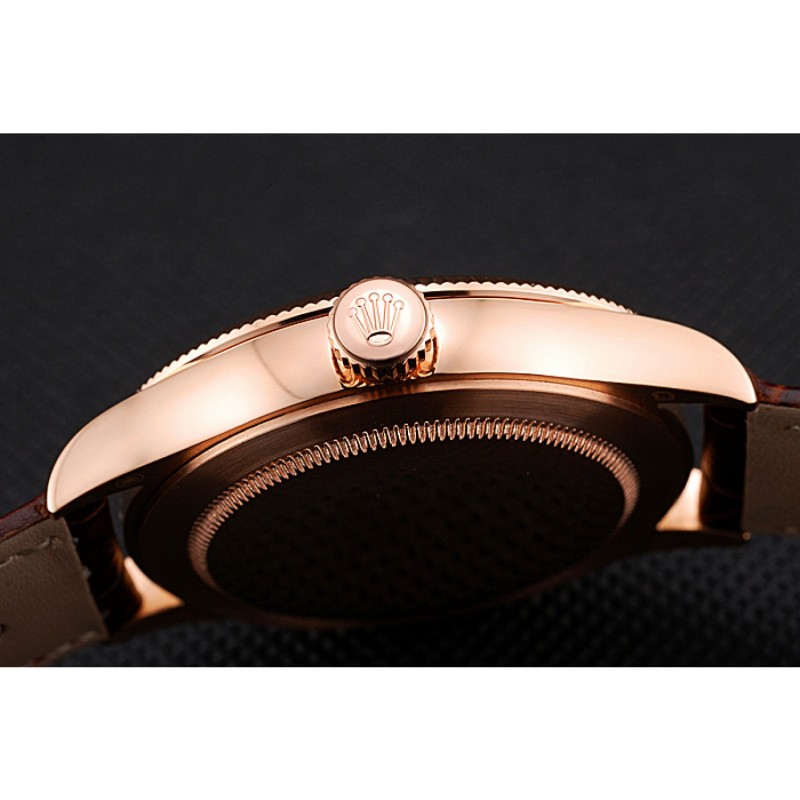 Swiss Rolex Cellini Time Gold Case White Dial Brown Leather Bracelet 622655-7