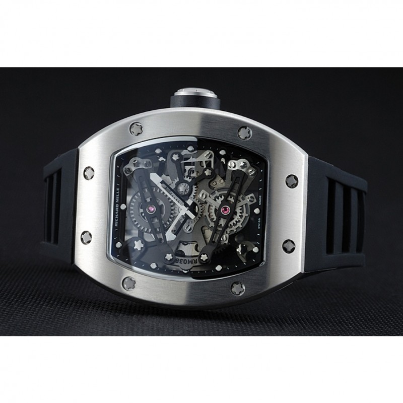 Richard Mille RM 038 Bubba Watson Tourbillion Silver Case Black Rubber Bracelet 1454202-3