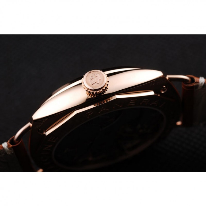 High End Replica Watches Panerai Radiomir Rose Gold Case Black Dial Brown Leather Strap 98137-8