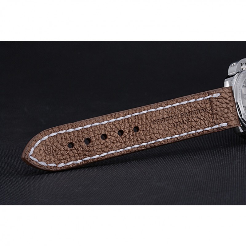 SS Replica Watches Panerai Luminor Marina Stainless Steel Bezel Brown Leather Bracelet 622314-6
