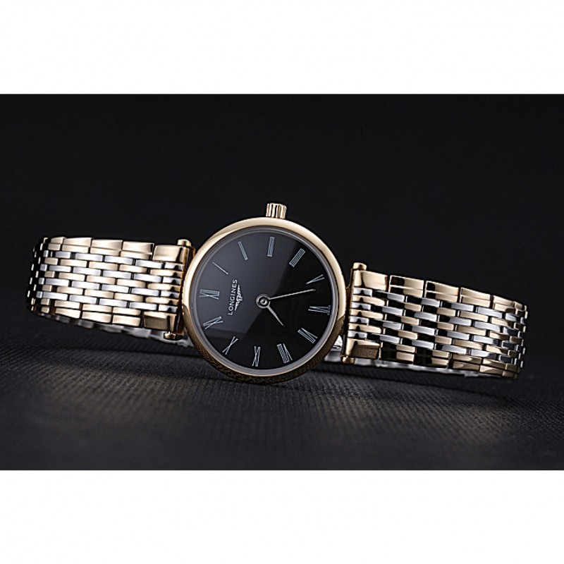 Longines La Grande Classique Two Tone Band Black Dial Femme 622098-4