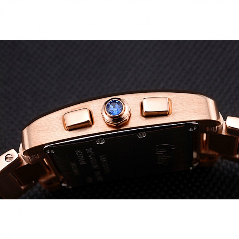 Luxury Replica Watches Cartier Tank MC Black Dial Rose Gold Case And Bracelet 622703-8