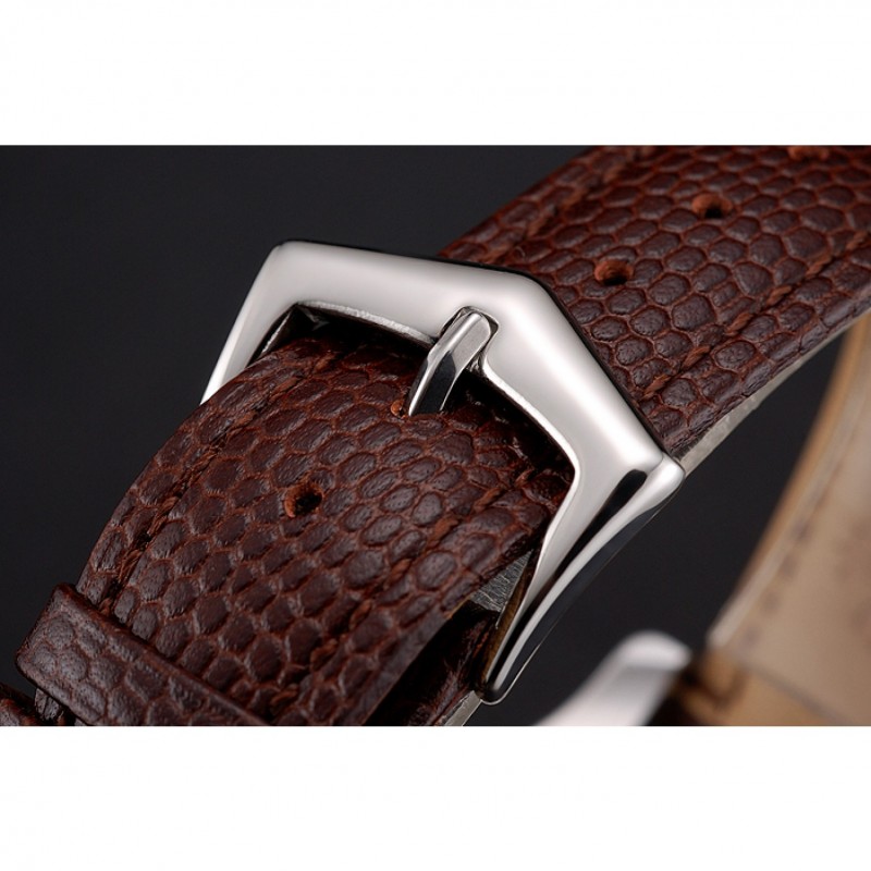 AAA Patek Philippe Chronograph White Dial Blue Hands Stainless Steel Case Brown Leather Strap-5