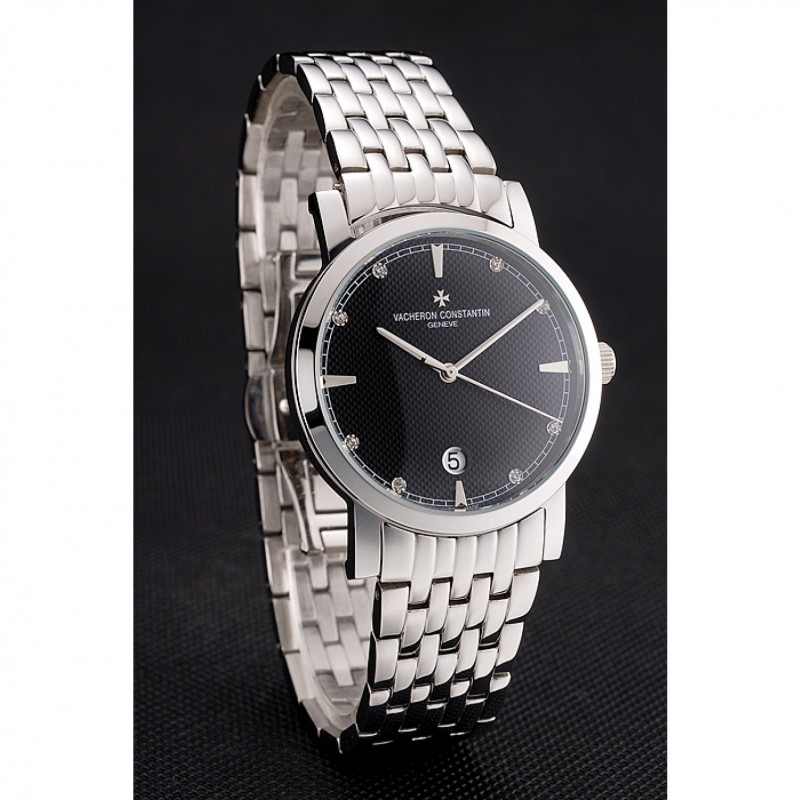 Vacheron Constantin Fine Black Dial Stainless Steel Case And Bracelet-2