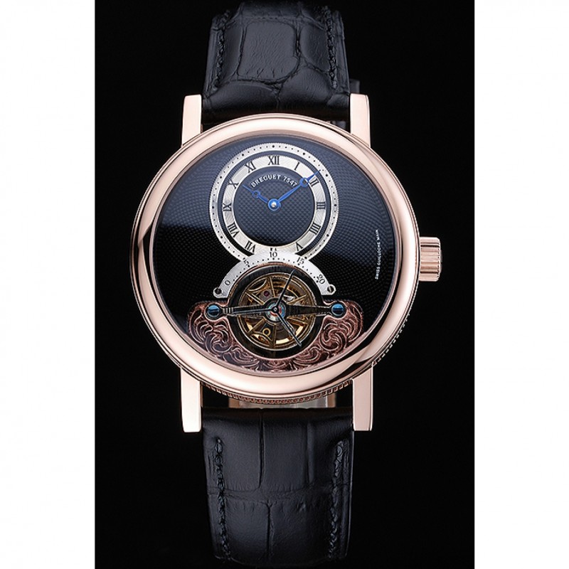 Breguet Classique Grande Complication Tourbillon Gold Case Black Dial Black Leather Strap 622211-1