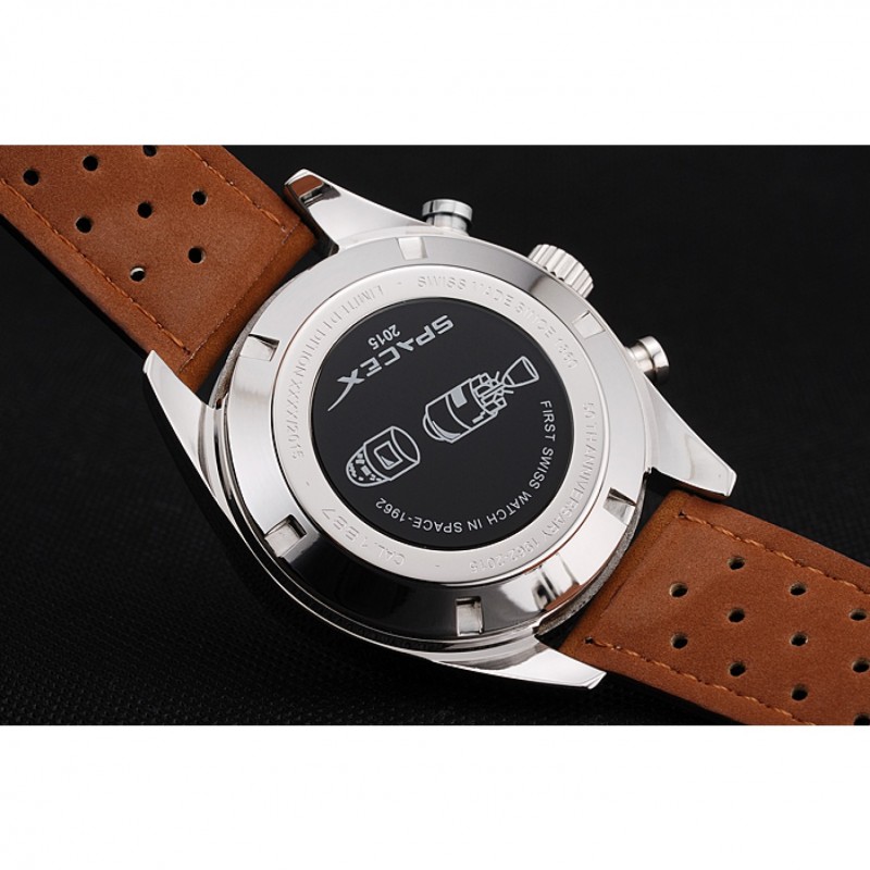 Tag Heuer Carrera SpaceX Silver Bezel with Black Dial and Light Brown Leather Strap tag265 621536-6