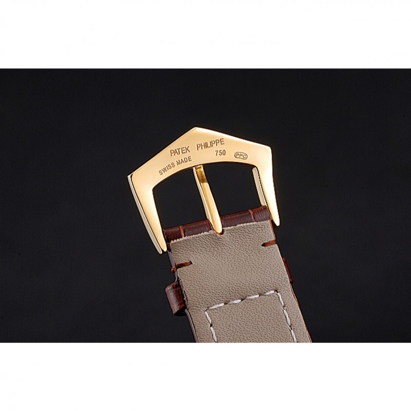 Patek Philippe Calatrava White Dial Gold Case Brown Leather Strap 622844-6