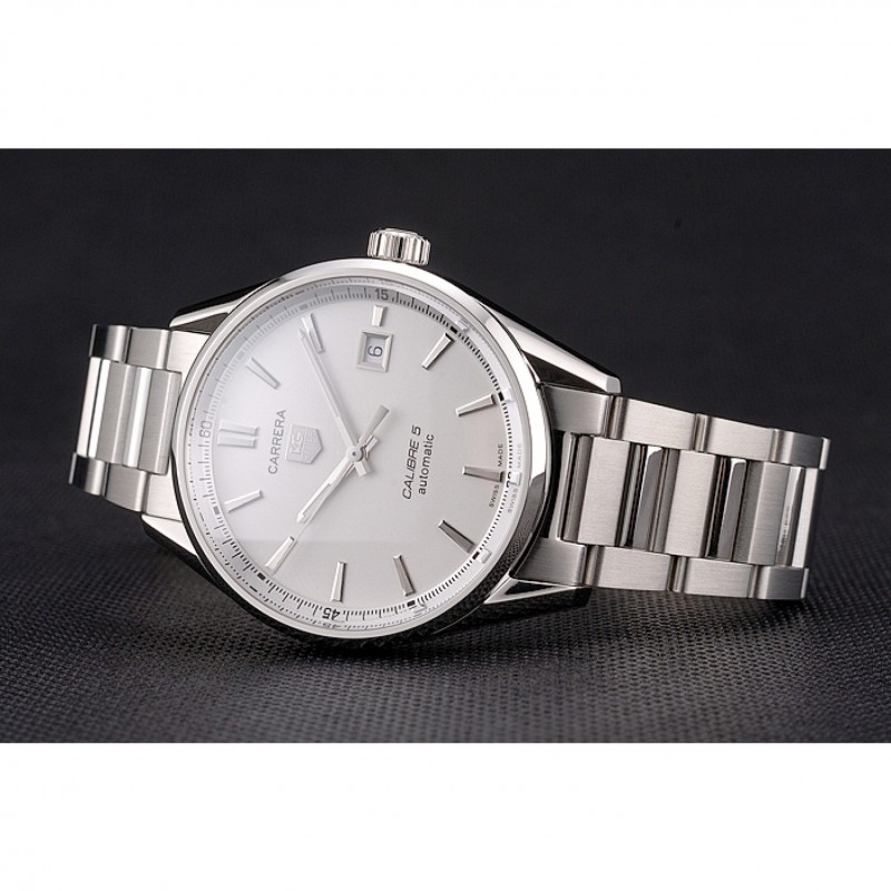 Swiss Tag Heuer Carrera Calibre 5 Silver Dial Stainless Steel Case And Bracelet-3