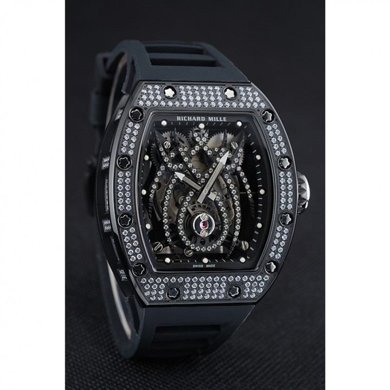 Richard Mille Tourbillion Spider RM 19-01 Black Diamond Case Black Rubber Bracelet 1454259-2