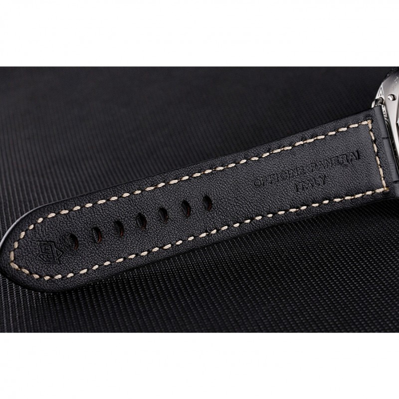 SS Panerai Radiomir Firenze PAM604 Black Dial Roman Numerals Engraved Stainless Steel Case Black Leather Strap-6