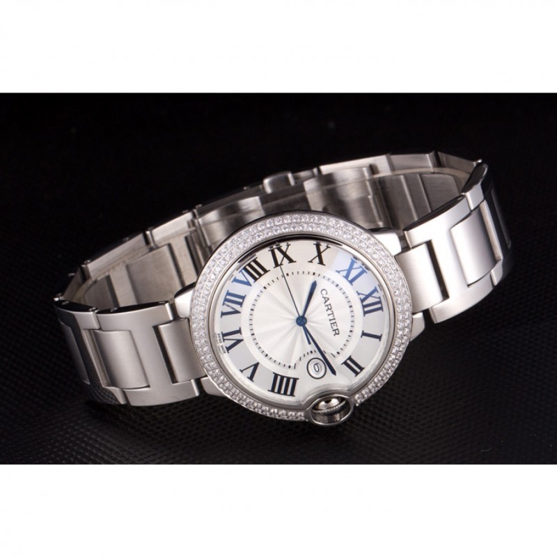High Quality Replica Watches Cartier Ballon Bleu 44mm White Dial Diamonds Stainless Steel Case And Bracelet-4