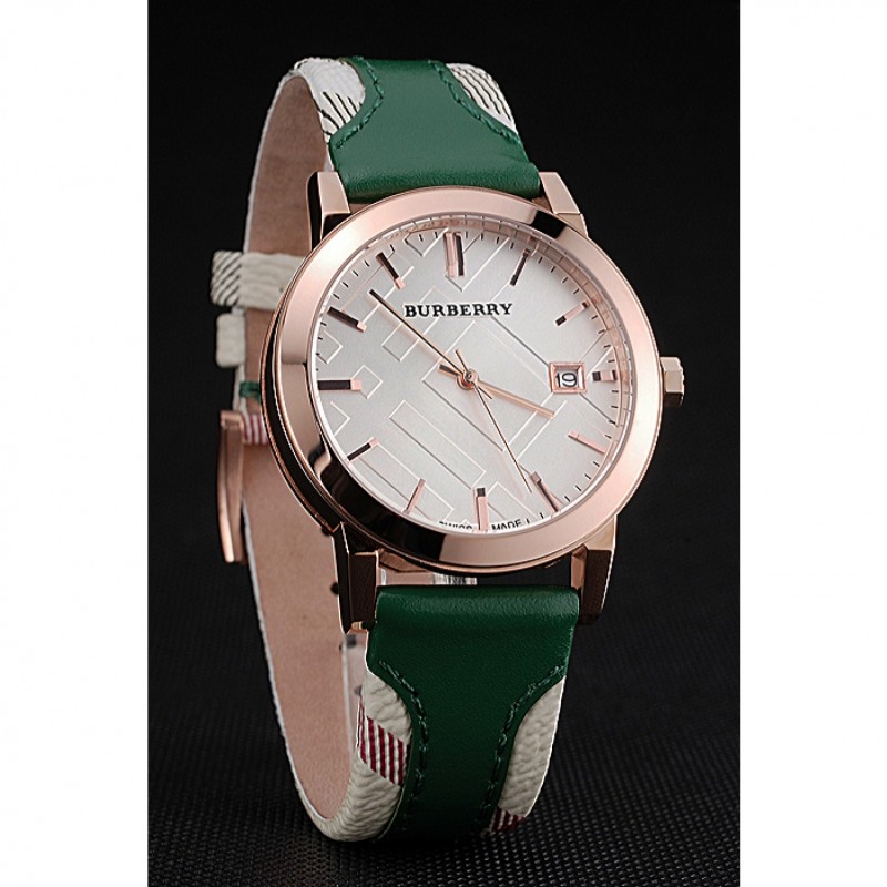 Burberry The City Classic Silver Dial Green Bracelet 622564-2