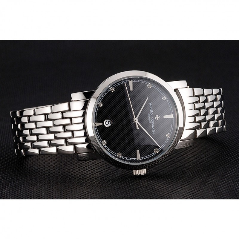 Vacheron Constantin Fine Black Dial Stainless Steel Case And Bracelet-3