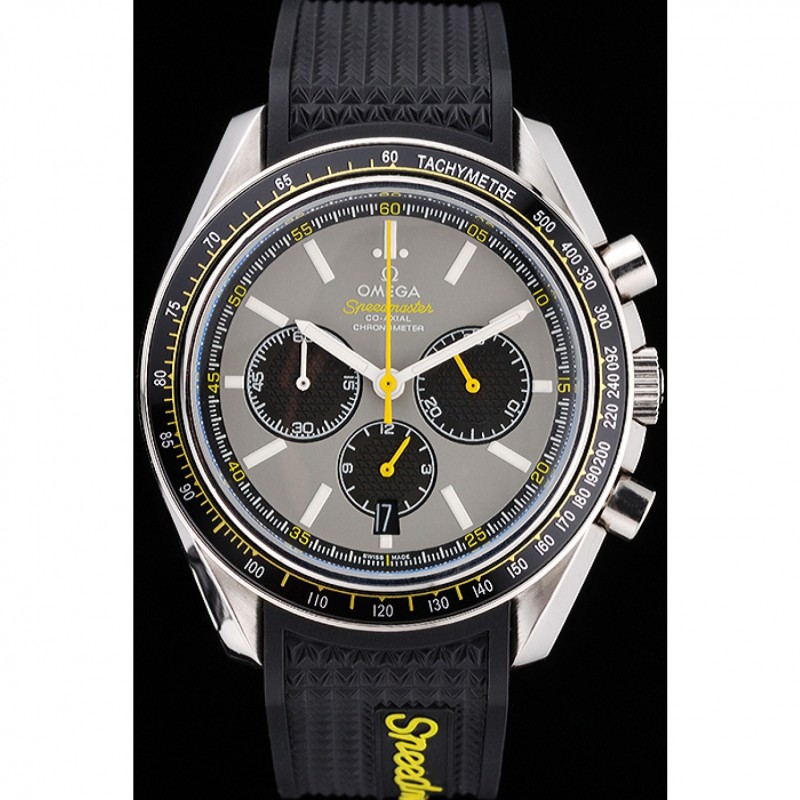 AAA Replica Watches Omega Speedmaster Racing Chronograph Grey Dial Rubber Bracelet 622540-1