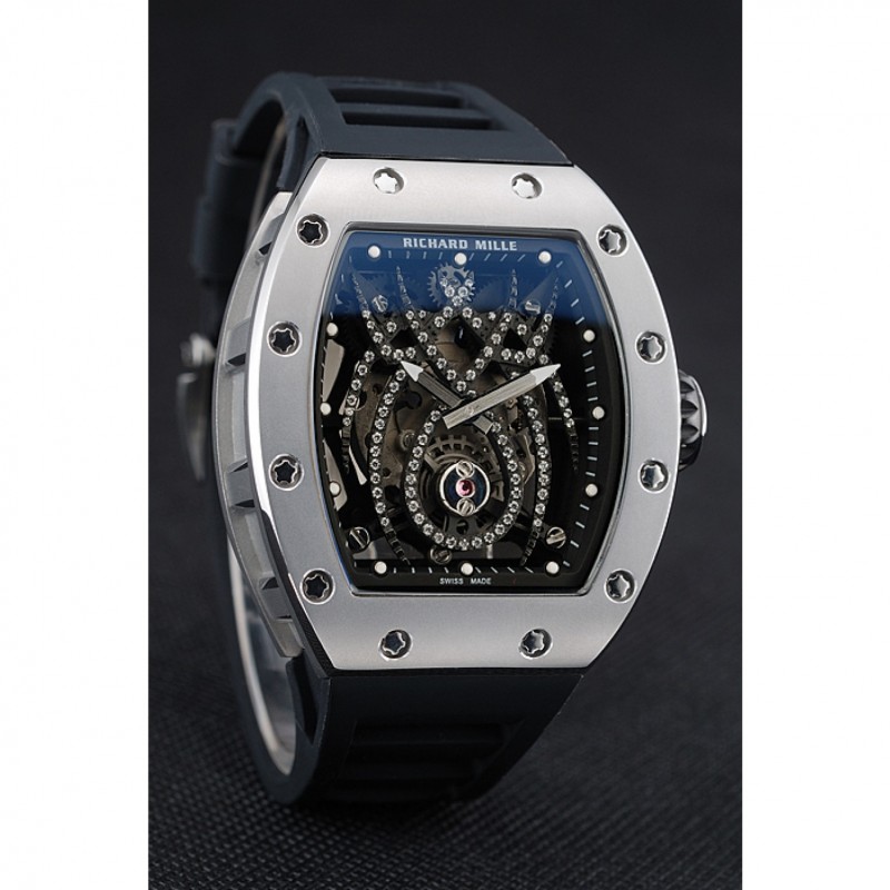 Richard Mille Tourbillion Spider RM 19-01 Silver Case Black Rubber Bracelet 1454256-2