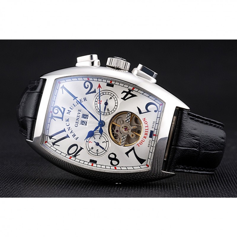 High Quality Franck Muller Casablanca Black Croco Leather Strap Tourbillon 80282-3