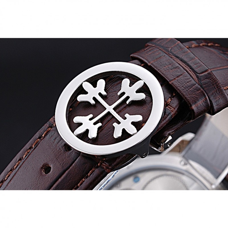 Patek Philippe Geneve Grand Complications White Dial Tourbillon Stainless Steel Bezel Brown Band 622154-8